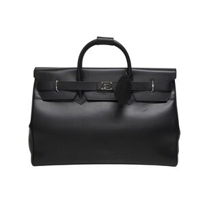 GUCCI Kelly Boston bag logo hardware calfskin leather black silver